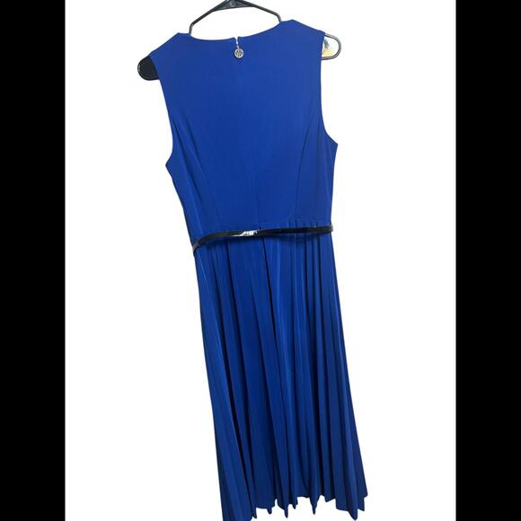 Tommy Hilfiger Women's Belted Pleated Midi Dress Blue Size 6 - Picture 6 of 6